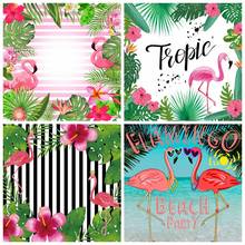 Laeacco Pink Flamingo Birthday Party Tropical Jungle Palms Tree Leaves Poster Customized Baby Photo Background Photo Backdrop 2024 - buy cheap