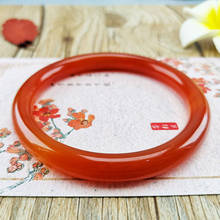 Natural Agate Chalcedony Red 54-64mm Round Bar Bangle Elegant Princess Jewelry For Mom For Girlfriend 2024 - buy cheap