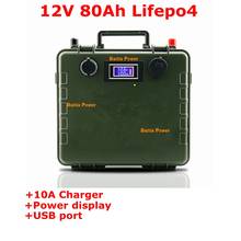 Lifepo4-Paquete de batería de 12V y 80Ah con bms integrado, carcasa impermeable de ABS, cargador de 14,6 V y 5A, para autocaravana y patinete eléctrico, nuevo 2024 - compra barato