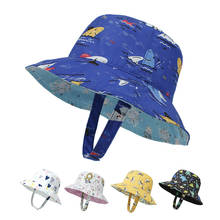Cygjfc boné infantil de tubarão, chapéu ajustável estilo panamá para o ar livre e praia dos dois lados 2024 - compre barato