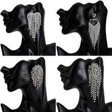 Minlover Tassel Hanging Drop Earrings Women Accessories Charms Chain Statement Rhinestone Bride Earrings Wedding Jewelry MEH1602 2024 - buy cheap