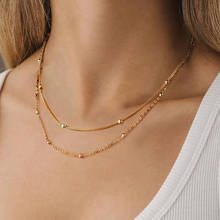 Mavis Hare Double Layer Bead Chain Necklace Stainless Steel Together ball Choker Chain as Mother's Day Gift 2024 - buy cheap