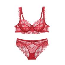 New Transparent Women Bra And Panties Lace Underwear Sets For Girl Set Lingerie Sexy Plus Size C D E Cup Push Up Brassiere 2024 - buy cheap