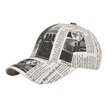 Boné de beisebol feminino com estampa de jornal, chapéu multifuncional anti-uv para esportes com etiqueta para primavera/verão 2024 - compre barato