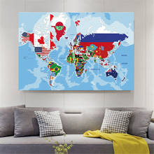 Pintura en lienzo no tejida con mapa del mundo para decoración de pared, póster creativo para sala de estar, suministros escolares, 150x100cm 2024 - compra barato