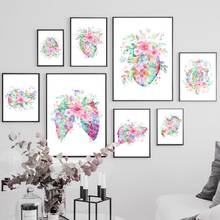 Floral Anatomy Brain Heart Lungs Kidney Liver Nordic Posters And Prints Wall Art Canvas Painting Decor Pictures For Living Room 2024 - buy cheap