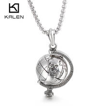 Kalen Globe Accessory Pendant Steel Color Men's Punk Style Stainless Steel Necklace Jewelry 2024 - buy cheap