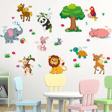 Elefante leão panda cavalo adesivos de parede diy animal árvore mural decalques para quartos dos miúdos quarto do bebê crianças berçário decoração 2024 - compre barato