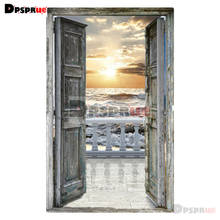 Dpsprue 5D completo DIY cuadrado/taladro redondo diamante pintura "paisaje de la puerta del mar" bordado de diamantes punto de cruz decoración 3D regalo DF09 2024 - compra barato