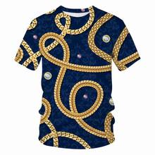 Luxury T Shirt for Men Women 3D Gold chain stripes Print T-shirts  Summer Short Sleeve Tee Tops stranger things t shirt manga 2024 - buy cheap