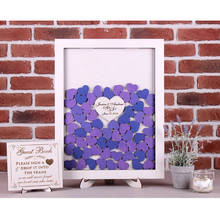 Lavender Guest book hearts drop box alternative personalized wooden purple wedding guest book frame 3D, shadow box, wishes Box 2024 - buy cheap