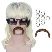 Tigre rei joe exótico cosplay peruca + brinco bigode halloween carnaval cosplay prop peruca (não incluindo óculos) 2024 - compre barato