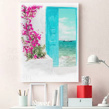 Watercolor Flowers Canvas Painting Home Decoration Sea Posters and Prints Blue Door Exterior Wall Pictures for Living Room Art 2024 - buy cheap