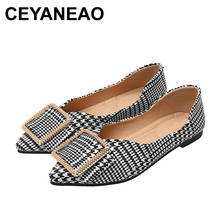 Ceyaneao-mocassins femininos de tecido, sapatos baixos, slip-on, fivela de metal, tamanhos grandes 2024 - compre barato
