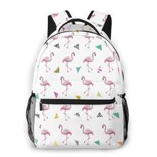 2021 oln mochilas de viagem flamingos e triângulos menina mochila para mulheres grande capacidade mochila escolar para adolescente 2024 - compre barato