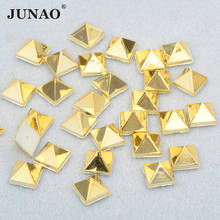 JUNAO-tachuelas de pirámide de Color dorado de 8mm, tachuelas de plástico cuadradas, remaches Punk, pegamento decorativo, remaches para artesanía de ropa de cuero 2024 - compra barato