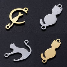 5pcs/lot Cat Kitty diy Connector Charms Wholesale 100% Stainless Steel Never Rust Laser Cut Jewelry Jewelry Supplies 2024 - buy cheap