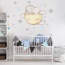 Ins Cartoon Elephant Stars Wall Stickers for Kids Room Baby Nursery Room Decoration Wall Decals Cloud Moon Stars House Stickers 2024 - buy cheap