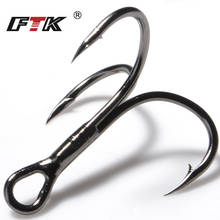 FTK 15-20pcs Black Nickel Fishing Hook High Carbon Steel Overturned Treble Hook 2/4/6/8/10# For Lure Triple Hook Fishing Tackle 2024 - buy cheap