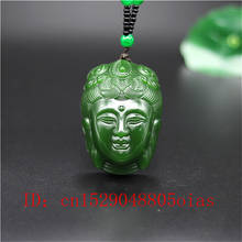 Collar con colgante de cabeza de Jade Guanyin chino verde Natural, joyería de jadeíta, amuleto tallado, regalos para mujeres y hombres 2024 - compra barato