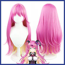 Vtuber mano aloe peruca hololive meninas youtuber cosplay gradiente rosa amarelo longo ondulado cabelo resistente ao calor 2024 - compre barato