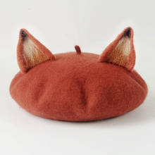 Handmade Wool Felt Autumn & Winter Versatile Cute Fox Ear Harajuku Cap Women's Japanese-style Beret 2024 - buy cheap
