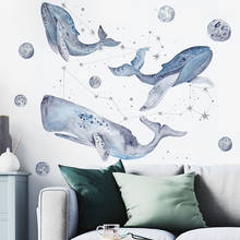 Starry sky Whale Wall Stickers for Kids rooms Bedroom Cartoon Animals Vinyl Wall Decals for Living room Wall Decor Home Decor 2024 - buy cheap