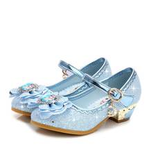 New Fashion Children Leather Elsa Sandals Kids High Heels Girls Princess Elsa Shoes Chaussure Enfants Sandals Party Shoes 2024 - buy cheap