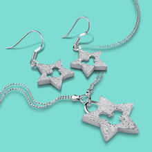 Женский комплект украшений из серебра 925 пробы, серьги и ожерелье в форме звезды 2024 - купить недорого
