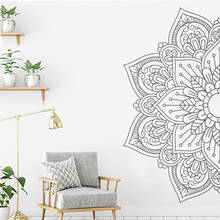 Half Mandala Headboard Wall Decal Lotus Flower Mandala Zen Decor Decals Vinyl Bedroom Yoga Sticker Bohemian Style MT19 2024 - buy cheap