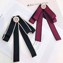 2020 Korean Vintage Women Girls Brooch Bow Tie Imitaion Pearl Rhinestone Flower Jewel 2024 - buy cheap