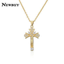 Newbuy religioso jesus cruz colar para homens feminino crucifixo de ouro pingente colar moda jóias presente 20699 2024 - compre barato
