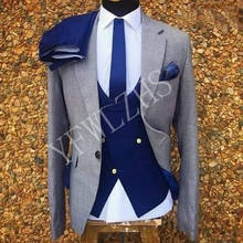 Handsome Groomsmen Notch Lapel Groom Tuxedos Mens Wedding Dress Man Jacket Blazer Prom Dinner (Jacket+Pants+Tie+Vest) A041 2024 - buy cheap