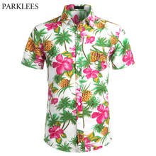 Cotton Hawaiian Shirt Men Summer Short Sleeve Floral Mens Beach Aloha Shirts Casual Holiday Vacation Hawaii Camisas with Pocket 2024 - buy cheap