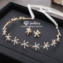 CC Headbands Wedding Jewelry Engagement Hair Accessories for Bride 100% Handmade Headdress Earring 2pcs Women Hairbands M153 2024 - buy cheap