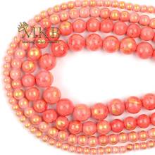 Natural Orange Red Turquoises Jades Stone Beads For Jewelry Making 4 6 8 10mm Beads Diy Bracelet Necklace Accessories 15" 2024 - buy cheap