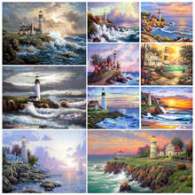 5D Diamond Painting Landscape Full Square Diamond Embroidery Seaside Lighthouse Rhinestone Craft Mosaic Home Decoration Picture 2024 - buy cheap