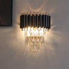 Luxo moderno de cristal lâmpada parede do corredor luzes parede decoração para casa quarto cabeceira preto arandela iluminação interior 2024 - compre barato