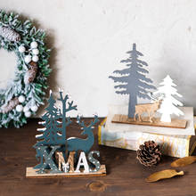 Decoración navideña de renos de madera para el hogar, adornos navideños de venado, regalo para niños, decoraciones para fiesta de Navidad, 2019 2024 - compra barato