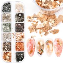 12pc Boxes Irregular Seashell Flakes Slices Nail Glitter Sequins Mica Marble Slices 3D Charms Nail Art DIY Decoration 2024 - buy cheap