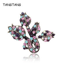 TANGTANG Rose Brooch Antique Gold Plating Flower Brooch Pin Tulips Morning glory Multi Colors Pin Jewelry For Women Opal Brooch 2024 - buy cheap