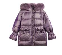 New winter thicken down jacket children ruffles warm doan coats girls purple fur collar hooded parkas ws1813 2024 - buy cheap