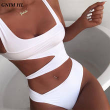 One-Piece Swimsuit Women Hollow Out Bikini Mujer Swimwear 2019 Sexy Solid Swim Bodysuit Summer Beachwear Bathing Suit Biquini 2024 - buy cheap