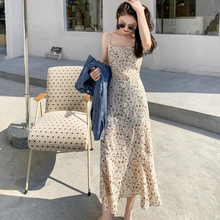 Casual Summer Floral Print Spaghetti Strap Women Dress 2021 Elegant Sleeveless Ruffled Long Sundress High Wasit A-line Vestidos 2024 - buy cheap