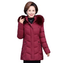 Middle-aged Elderly Women's Winter Down Cotton Jacket 2020 New Fur Collar Hooded Women Parkas Thick Warm Coat Plus Size 5XL 2207 2024 - buy cheap