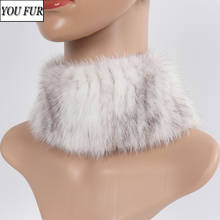 Bufanda de piel de visón 100% Natural para mujer, pañuelo de punto elástico, cálido, de lujo, para invierno 2024 - compra barato