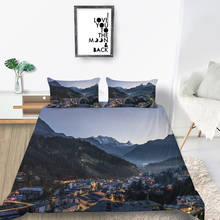 Conjunto de cama de casal único ou único, conjunto de cama de casal mountain aldeia king size, bela fantasia noturna, cobertura de edredom, design único 2024 - compre barato