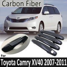Черное углеродное волокно для Toyota Sienna XL20 20 2004 ~ 2010 2007 2008 2009 хромированная Автомобильная дверная ручка крышка автомобильные аксессуары 2024 - купить недорого