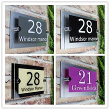 Customize Modern House Sign Plaque Door Number Street Name Glass Effect Acrylic Doorplate Number 200x140mm  300x140mm 2024 - купить недорого