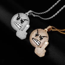 Hip Hop Claw Setting AAA+ CZ Stone Bling Ice Out Erect Middle Finger Despise Expression Necklace for Men Rapper Jewelry 2024 - buy cheap